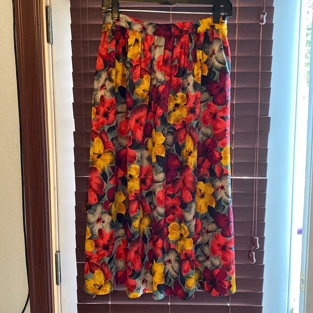 Bright Vintage Floral Skirt by Gianna